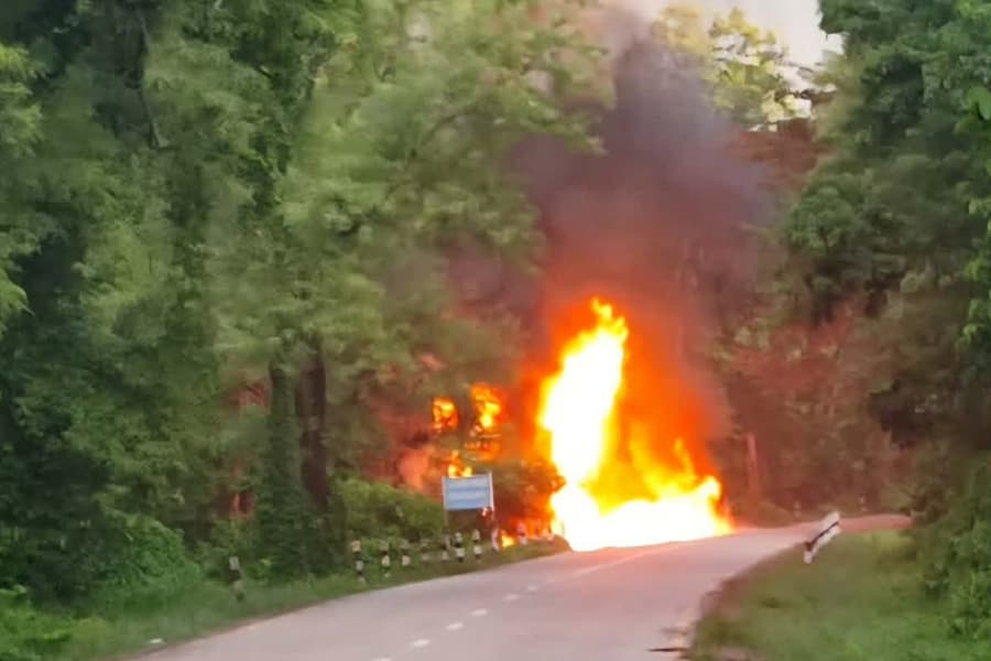Petrol tanker catches fire in Rautahat