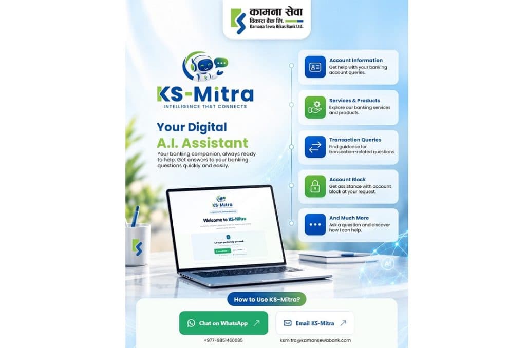 Kamana Sewa Bank launches digital AI assistant “KS Mitra”