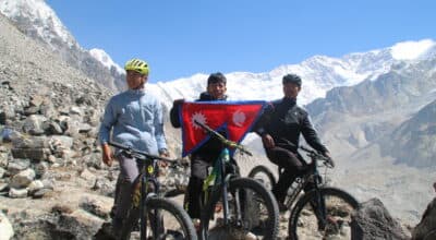 कञ्चनजङ्घा आधार शिविरमा पहिलो साहसिक साइक्लिङ