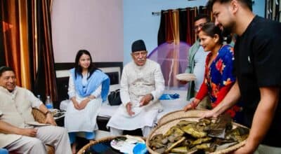 प्रचण्डले चाखे अछामी परिकार ‘भक्सी’को स्वाद