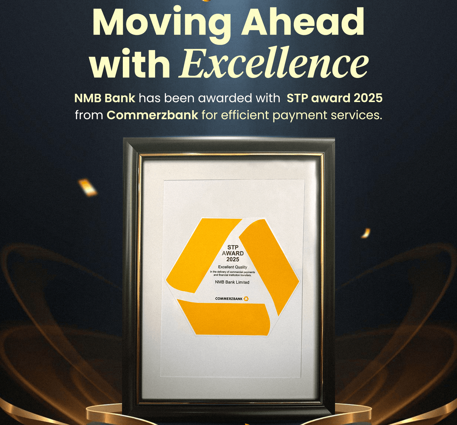एनएमबि बैंकलाई कमर्ज बैंक जर्मनीबाट ‘एसटीपी अवार्ड २०२५’ प्रदान