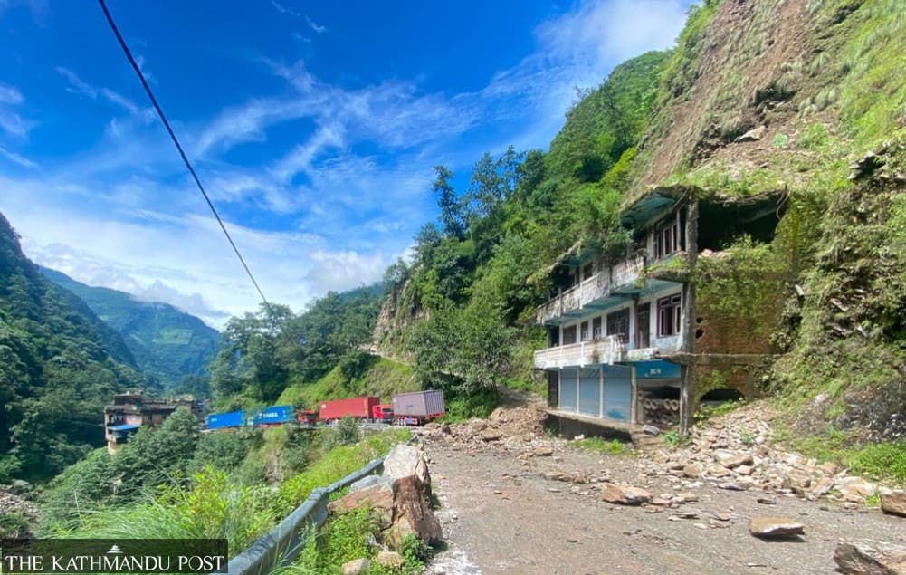 Weeks of landslides leave Tatopani border closed, trade in limbo