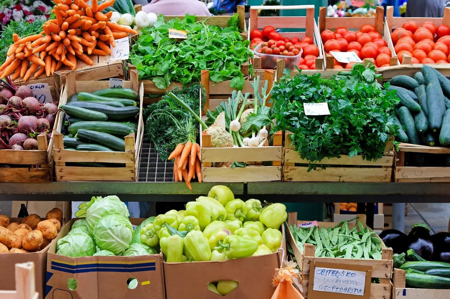 Seasonal vegetables displayed in Nepali market