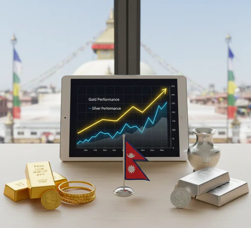 Historical price comparison of gold and silver in Nepal
